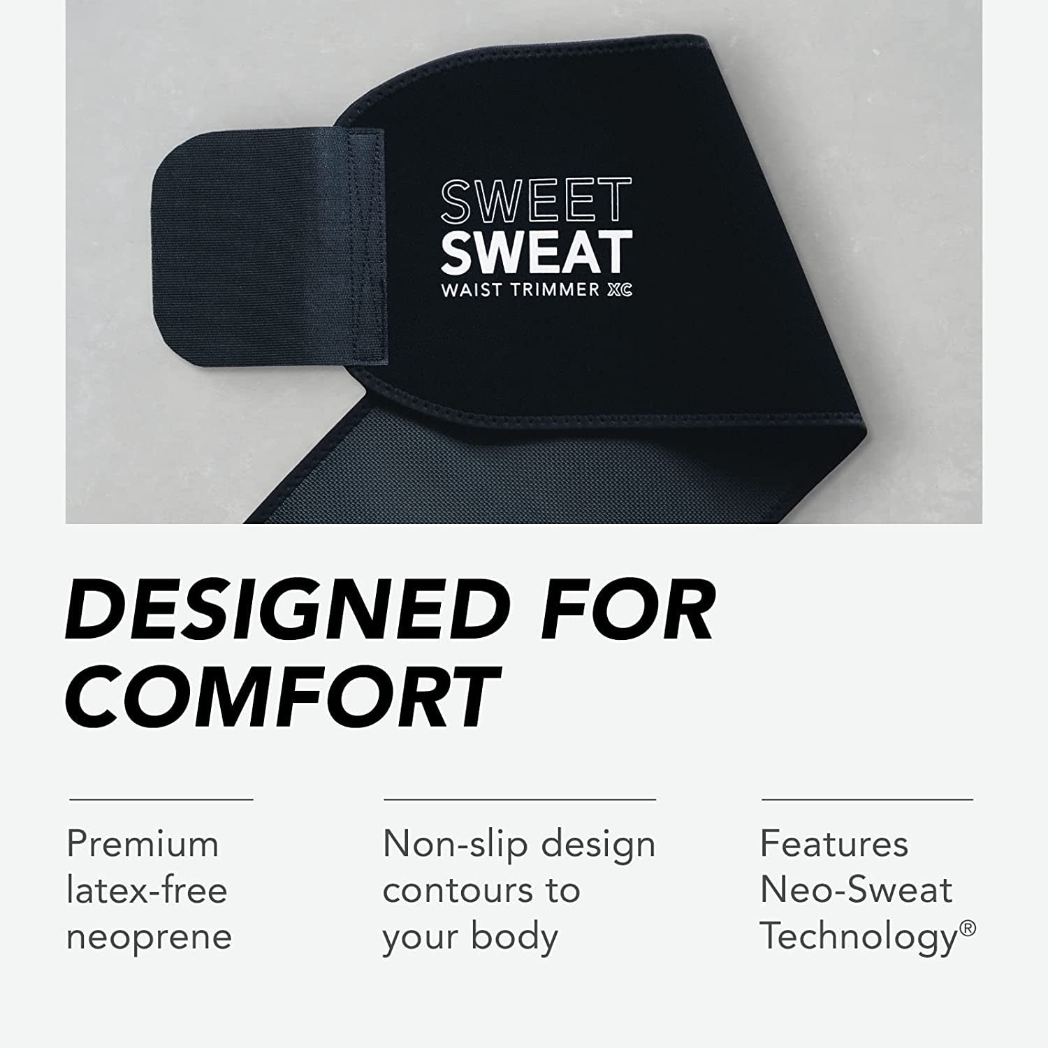 Sweet Sweat Waist Trimmer Extra-Coverage (XC) - Premium Fitness Belt W/More Waist Coverage for a Better Sweat