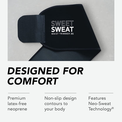 Sweet Sweat Waist Trimmer Extra-Coverage (XC) - Premium Fitness Belt W/More Waist Coverage for a Better Sweat