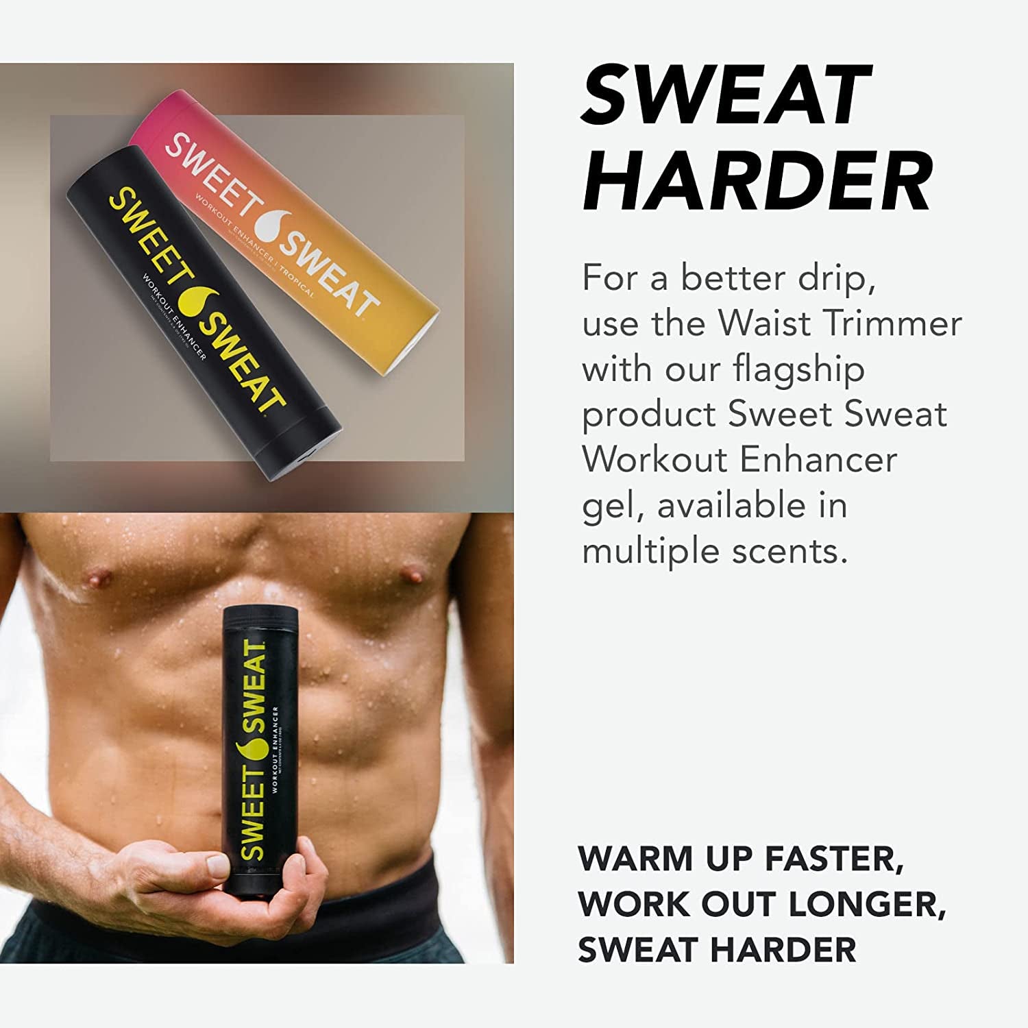Sweet Sweat Waist Trimmer Extra-Coverage (XC) - Premium Fitness Belt W/More Waist Coverage for a Better Sweat